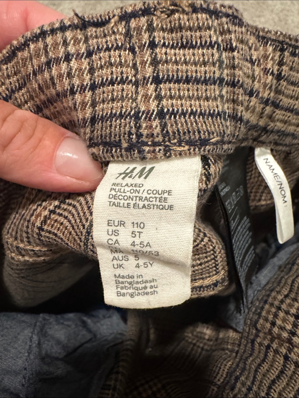 H&M Brown Plaid Drawstring Chinos - Picture 3 of 3